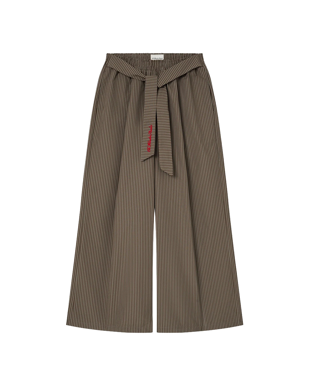 TIE FRONT STRIPE PANTS BROWN