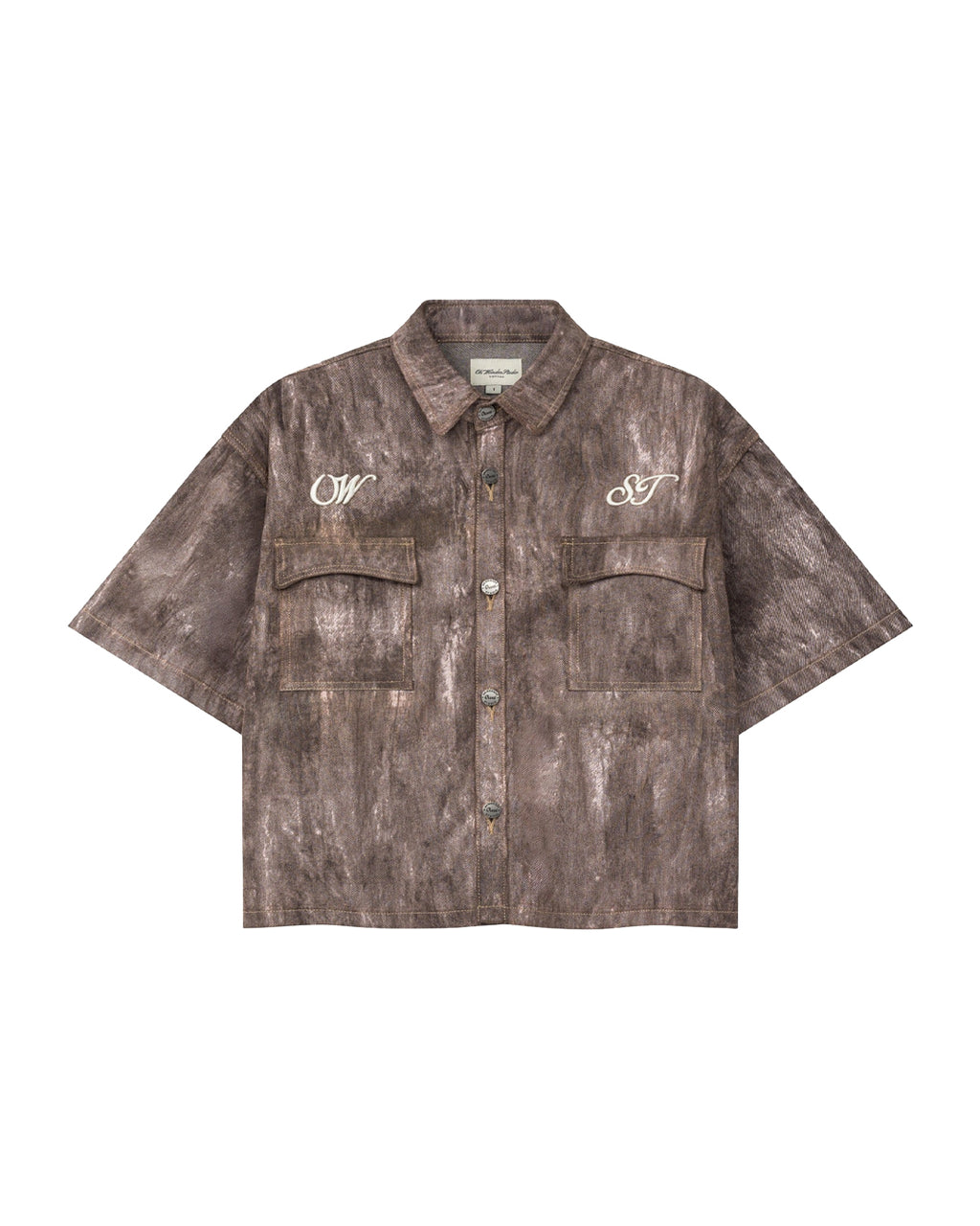 SHORSTSLEEVES DENIM SHIRT MOCHA BROWN