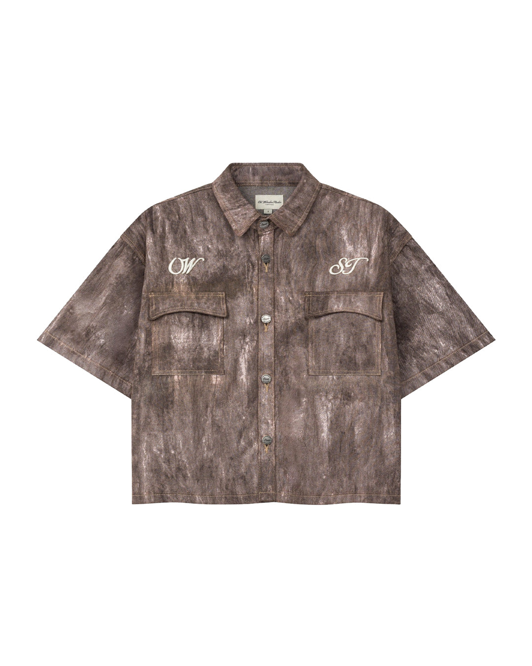 SHORSTSLEEVES DENIM SHIRT MOCHA BROWN