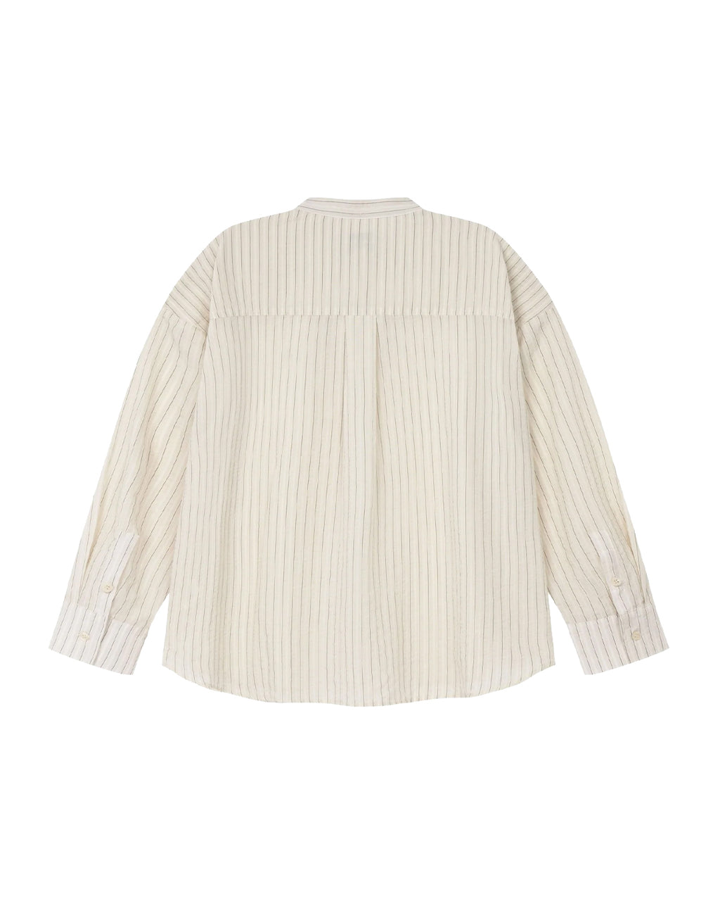 BAND COLLAR SHIRT WHITE STRIPED (WHITE)