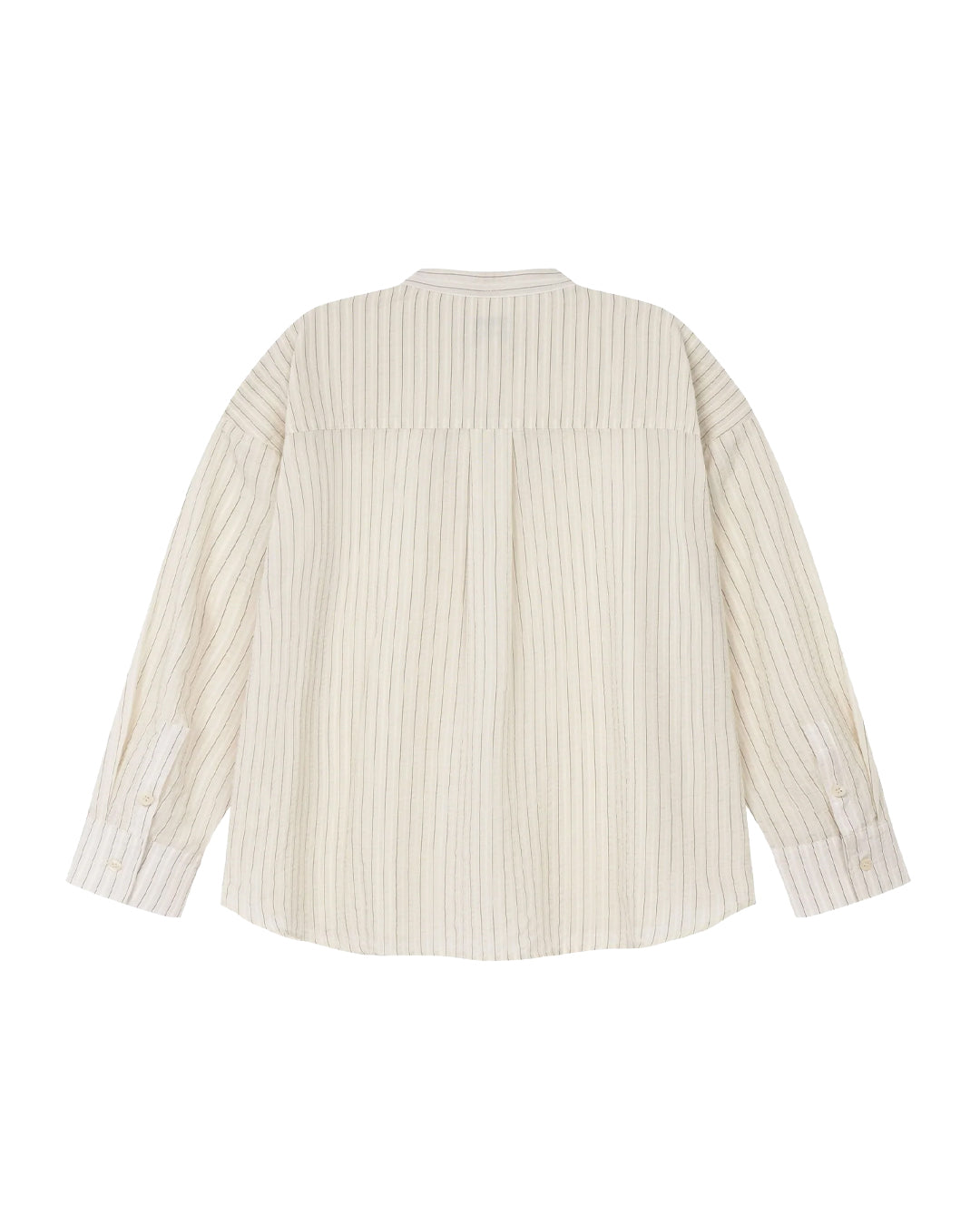 BAND COLLAR SHIRT WHITE STRIPED (WHITE)
