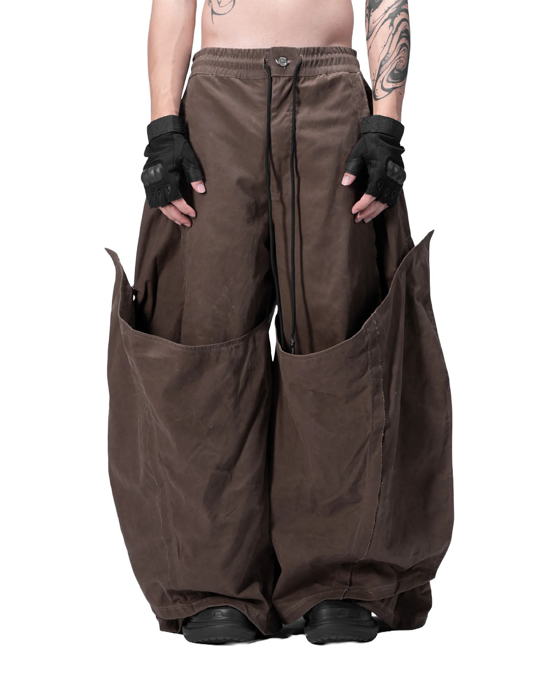 DOUBLE LAYERED PANTS - BROWN