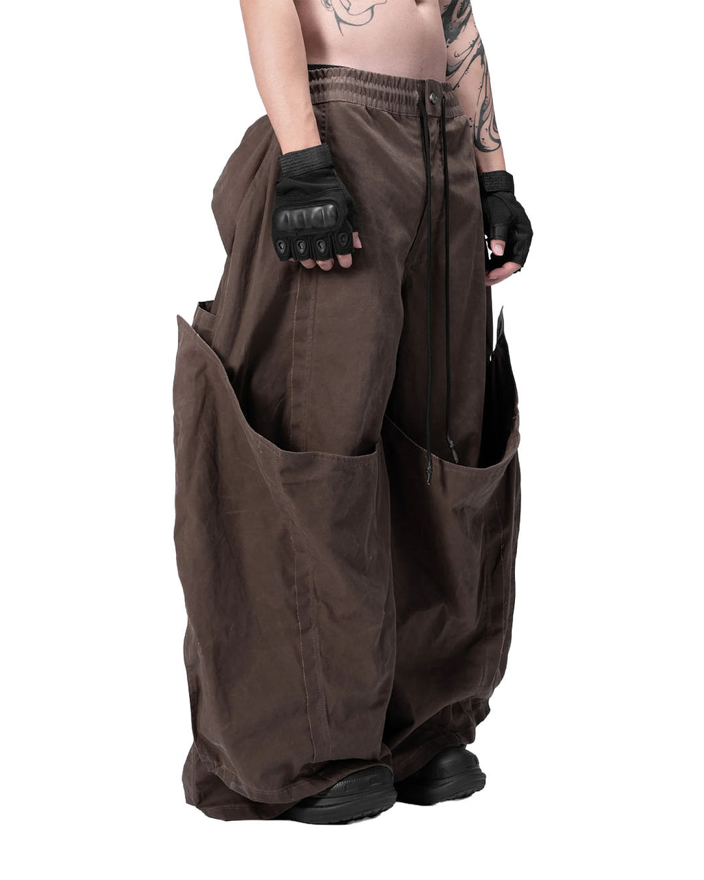 DOUBLE LAYERED PANTS - BROWN