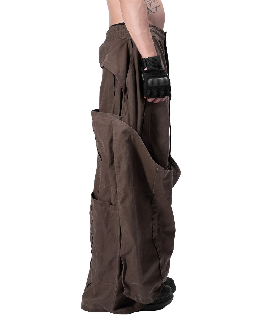 DOUBLE LAYERED PANTS - BROWN