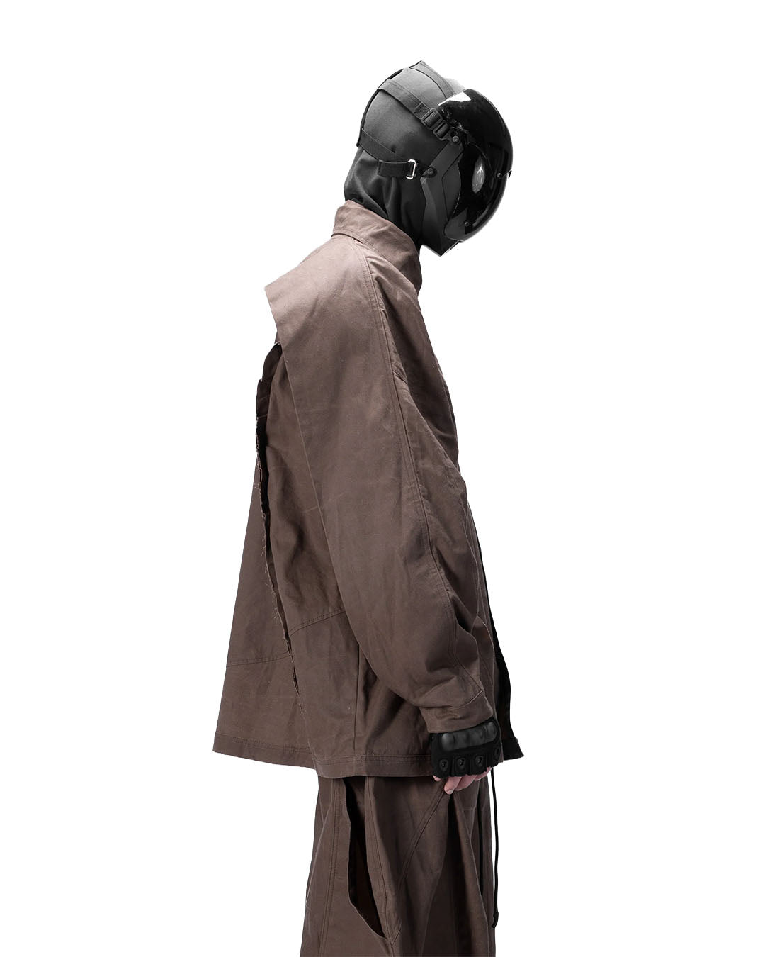 BACK PLEATED SHIRT - BROWN
