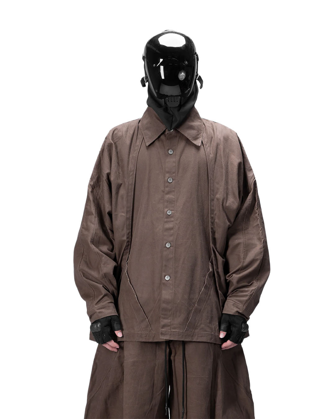 BACK PLEATED SHIRT - BROWN