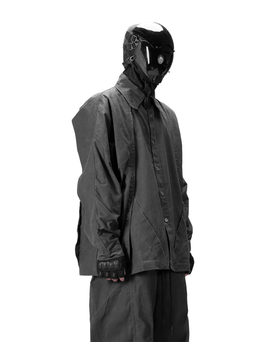 BACK PLEATED SHIRT - GREY