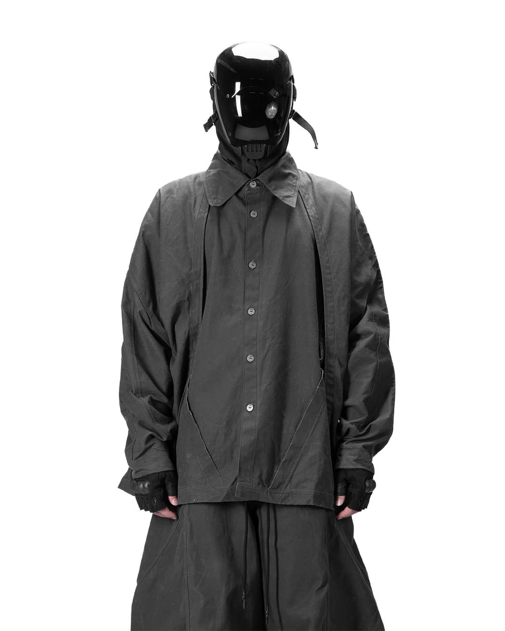 BACK PLEATED SHIRT - GREY