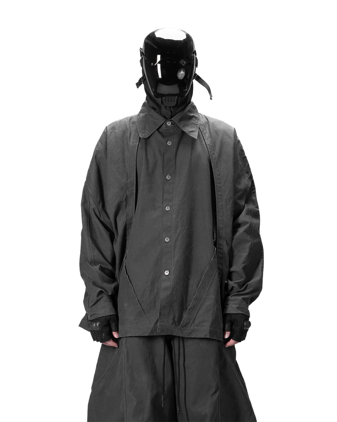 BACK PLEATED SHIRT - GREY