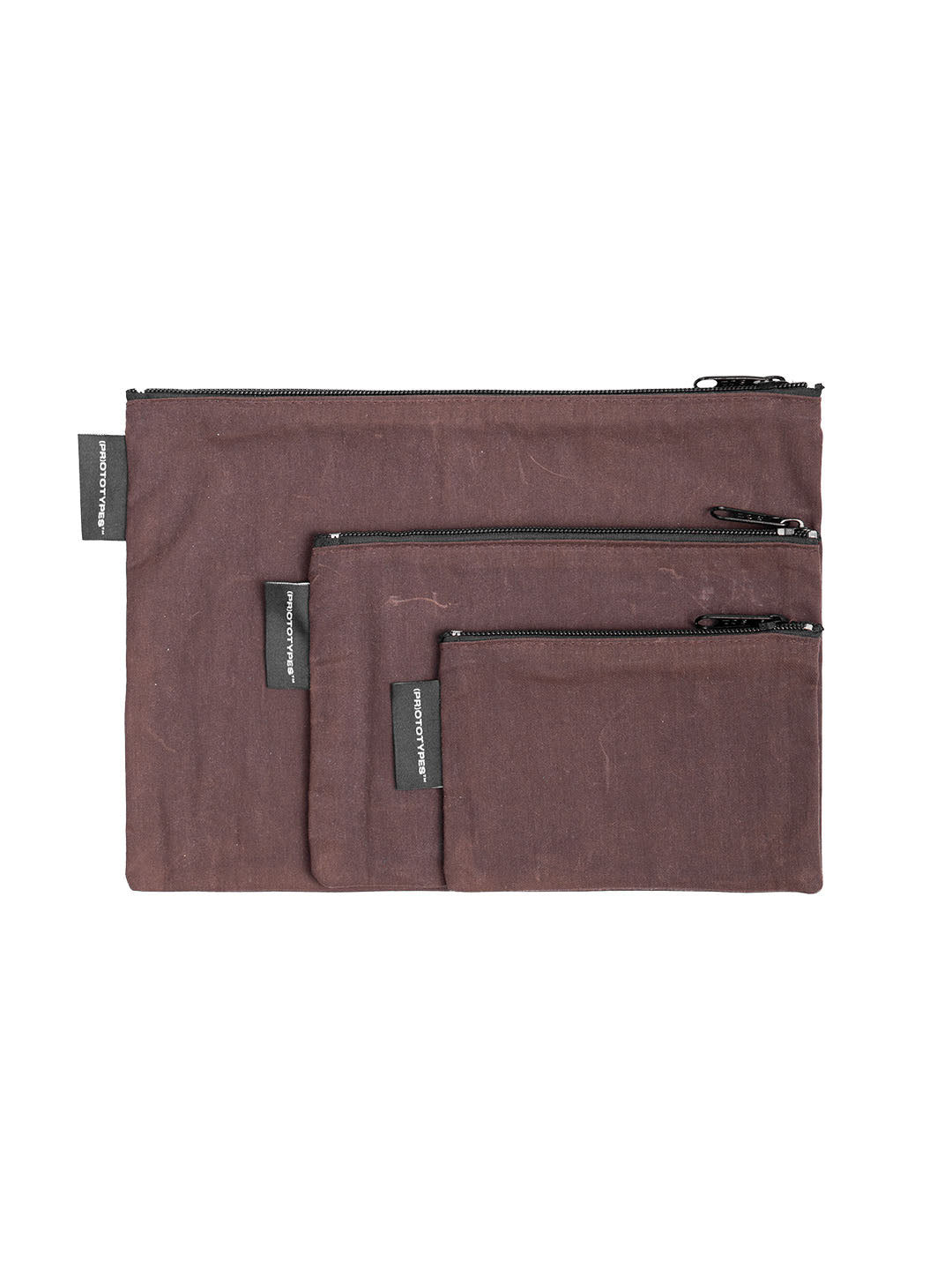 WAX CANVAS POUCH SET DARK BROWN