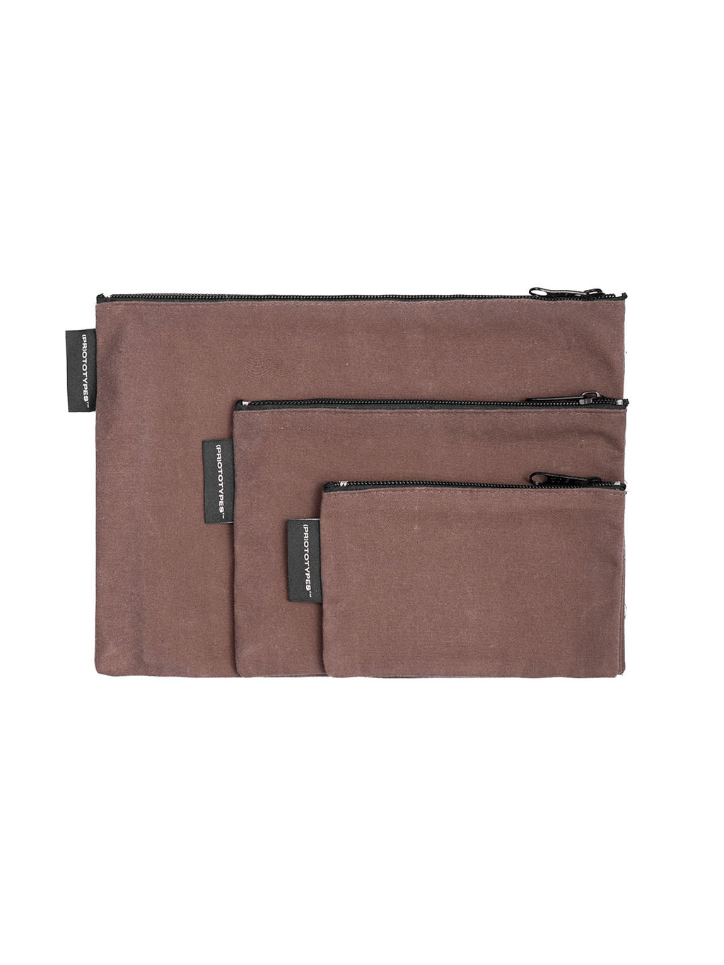 WAX CANVAS POUCH SET BROWN