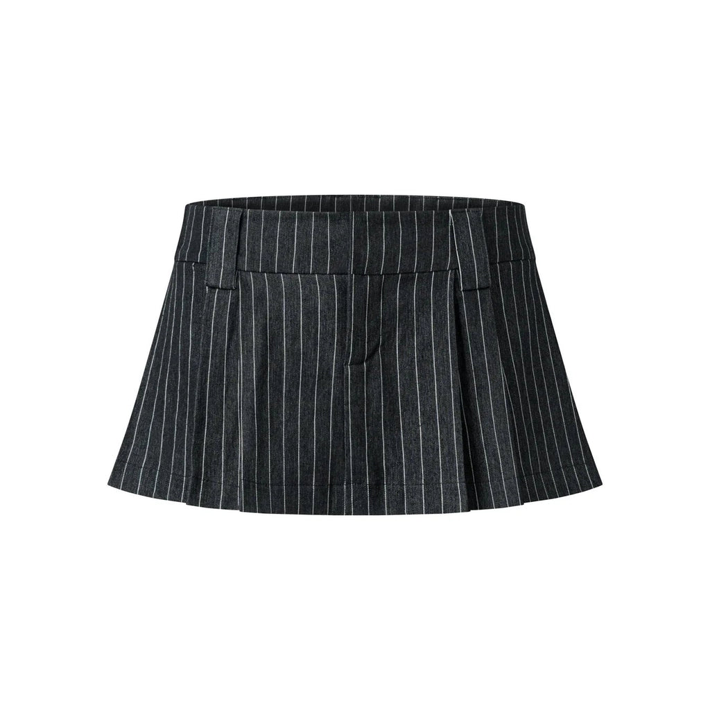 PUSHIE STRIPED MINI SKIRT BLACK