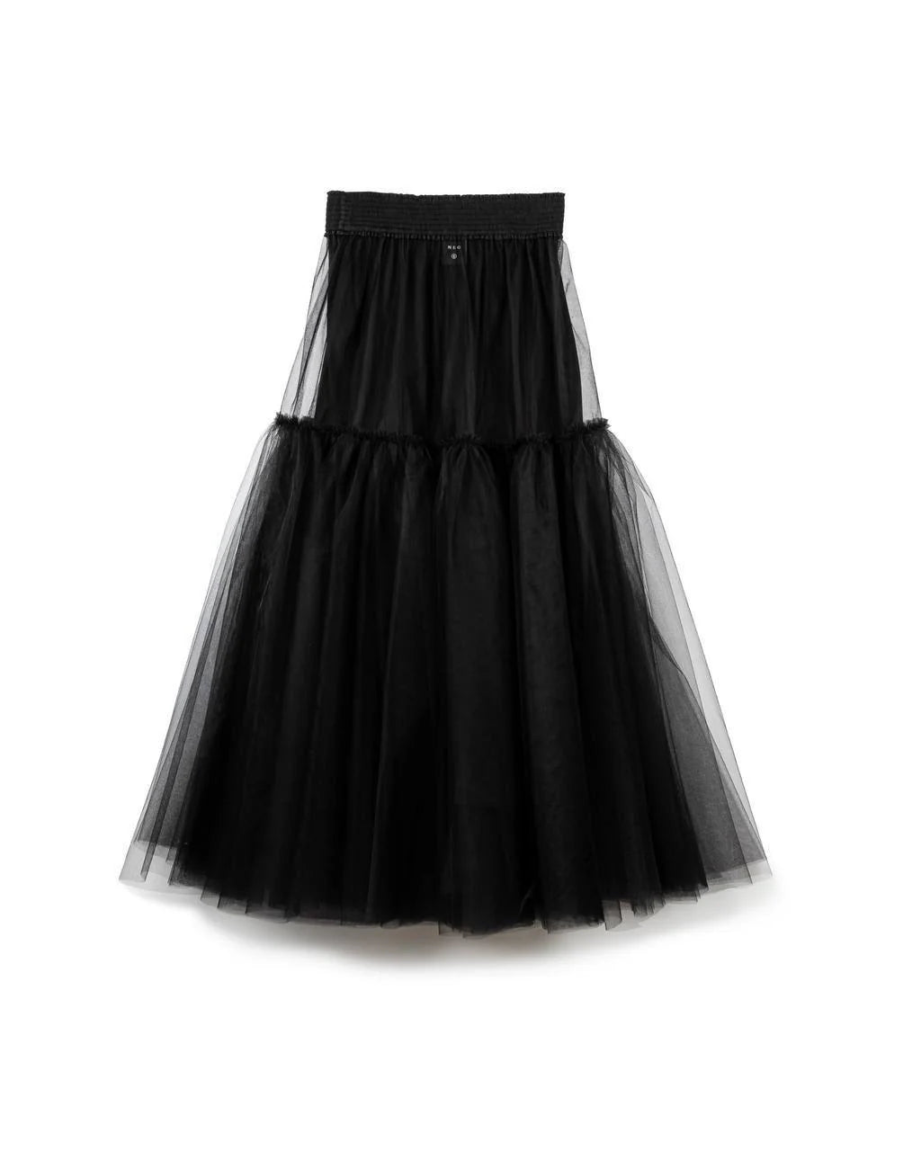 LAYERED MESH TULLE SKIRT BLACK