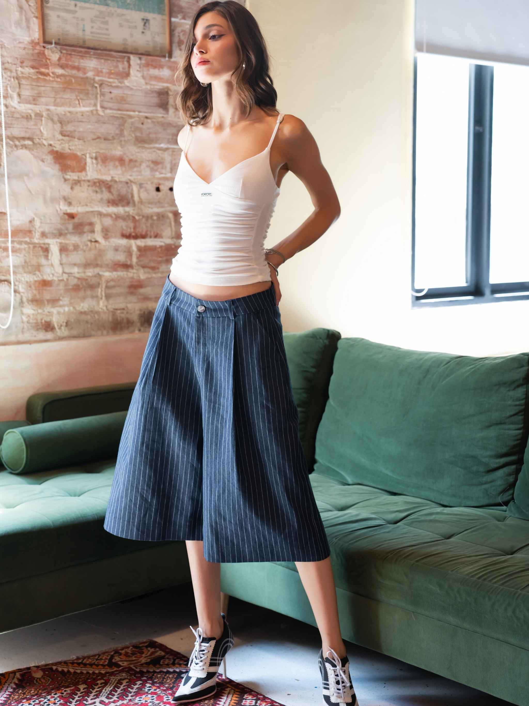 PINSTRIPE JORT NAVY