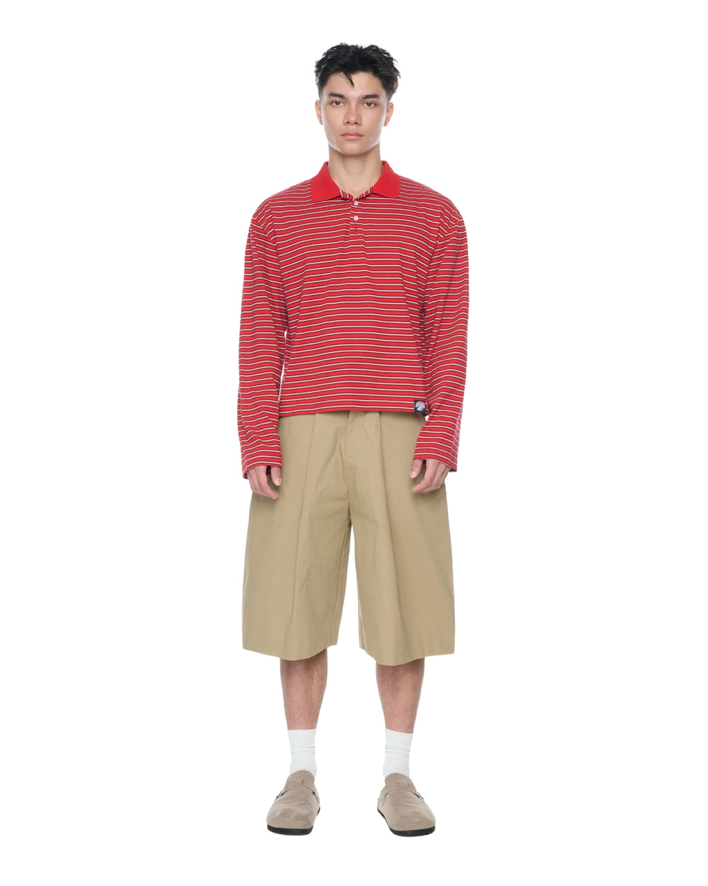 OLLY STRIPED POLO TEE RED