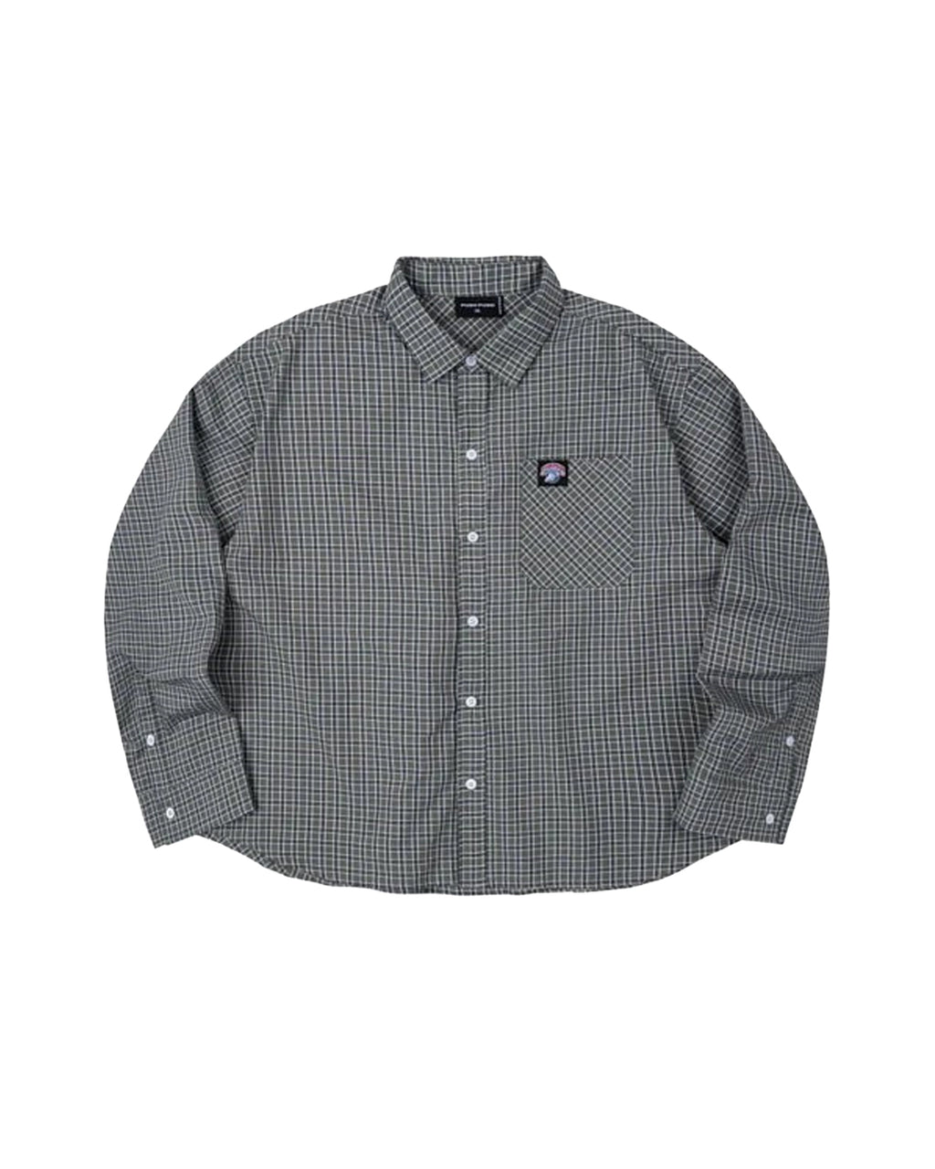 GINGHAM OVERSIZE SHIRT OLIVE GREY