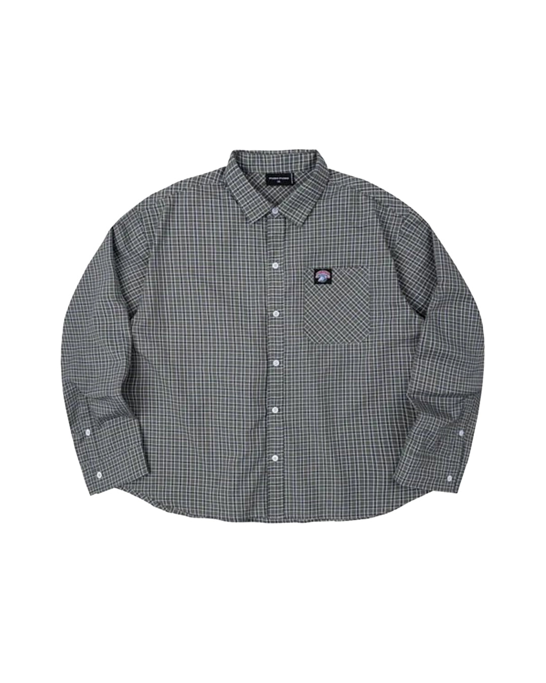 GINGHAM OVERSIZE SHIRT OLIVE GREY