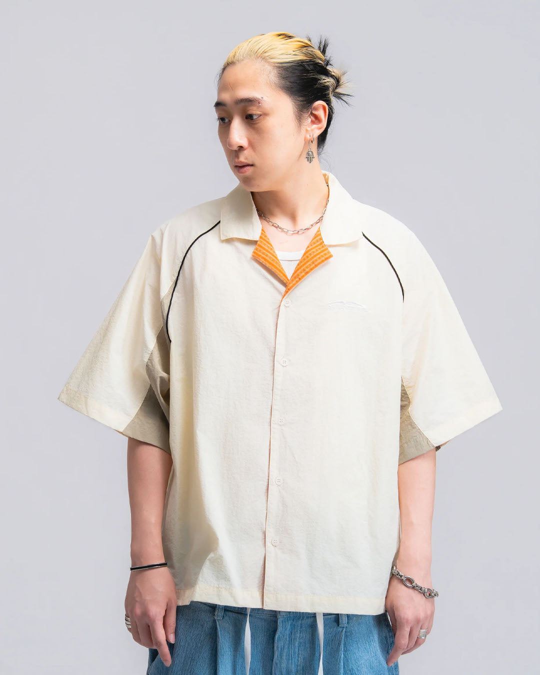PAPA CONTRAST BOXY SHIRT BEIGE