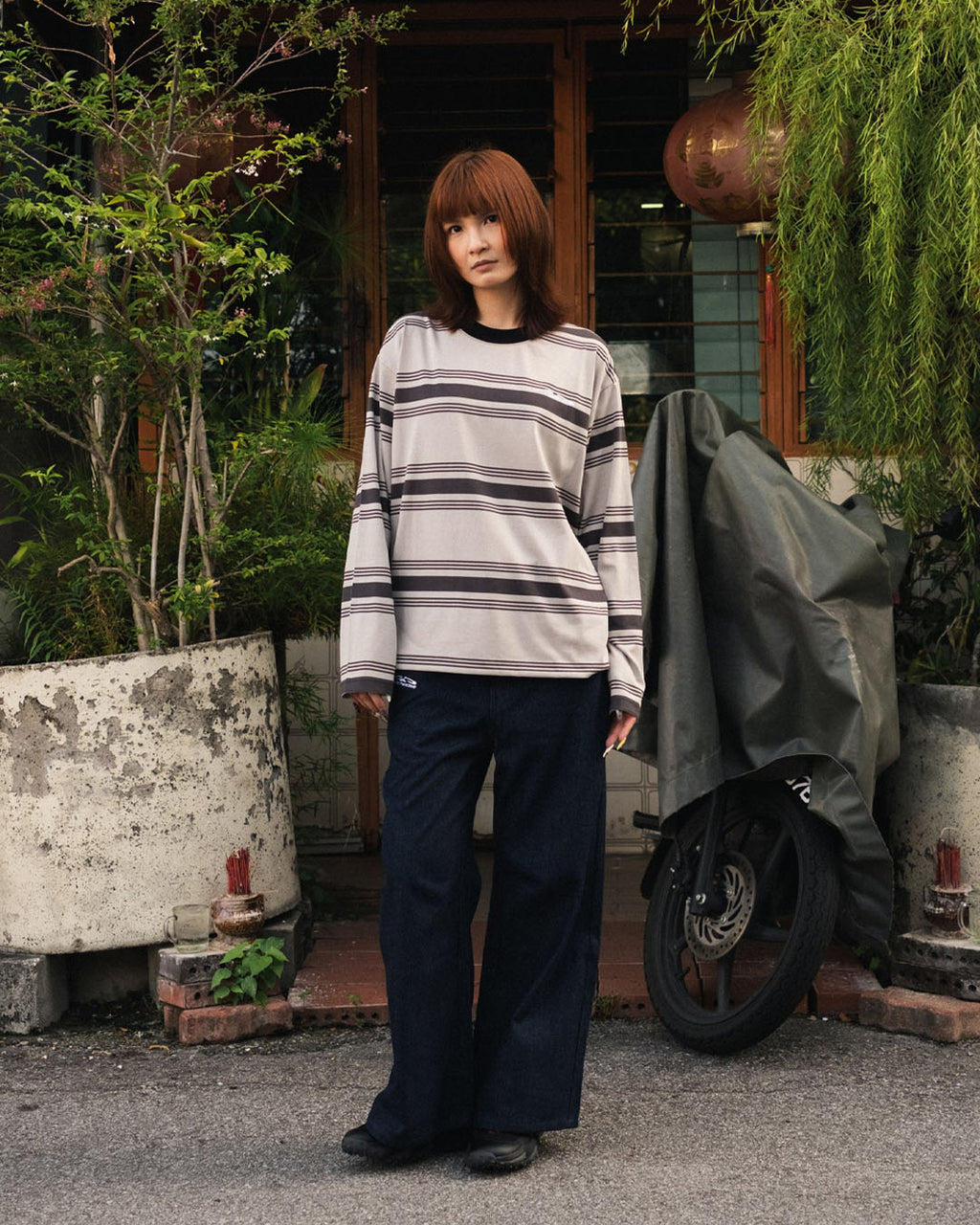 LOGO STRIPE CROPPED L/S TEE