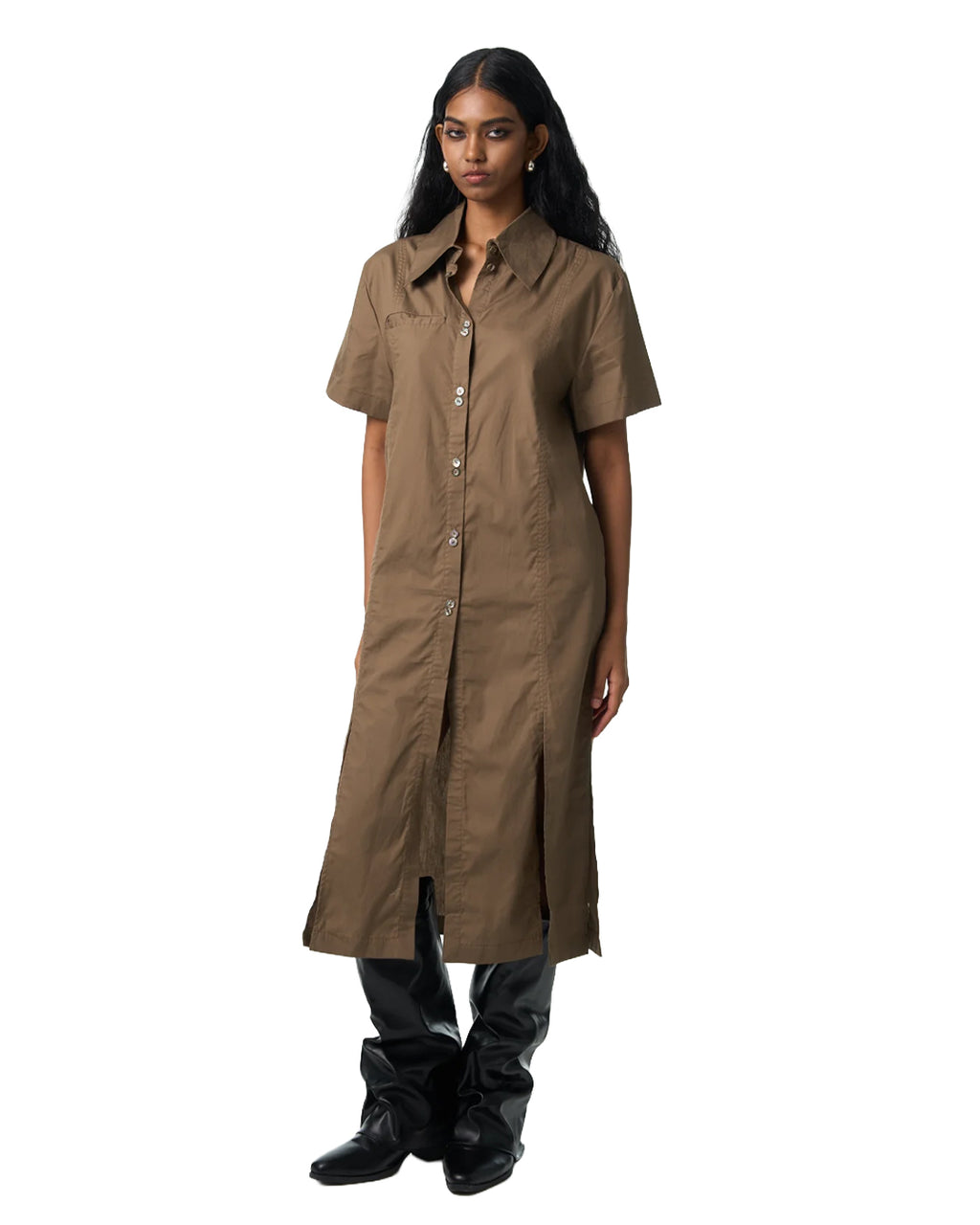SHIRT DRESS WITH SPILTS